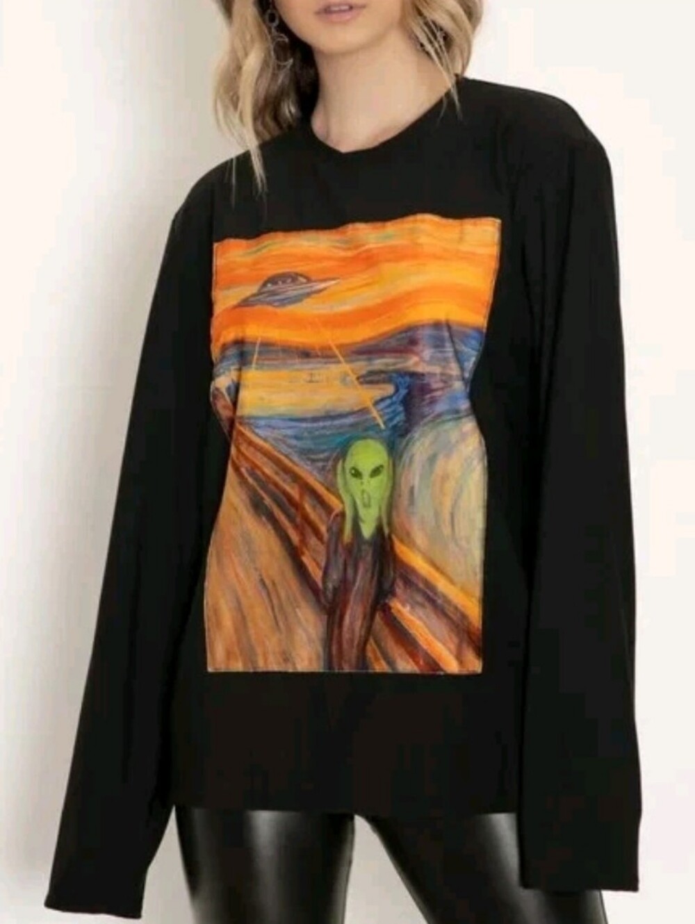 Blackmilk Space Alien The Scream Patch Artsy Goth Oversized Sweatshirt Top XS